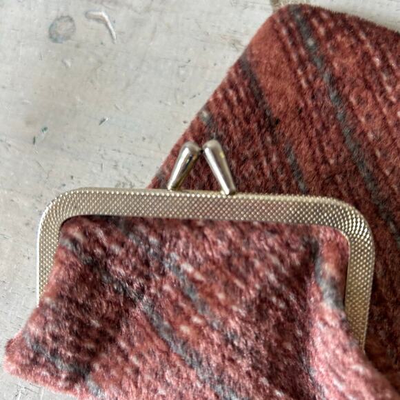 Vintage fabric cigarette pouch long wallet 70s 80s clasp closure pink retro - Picture 7 of 10